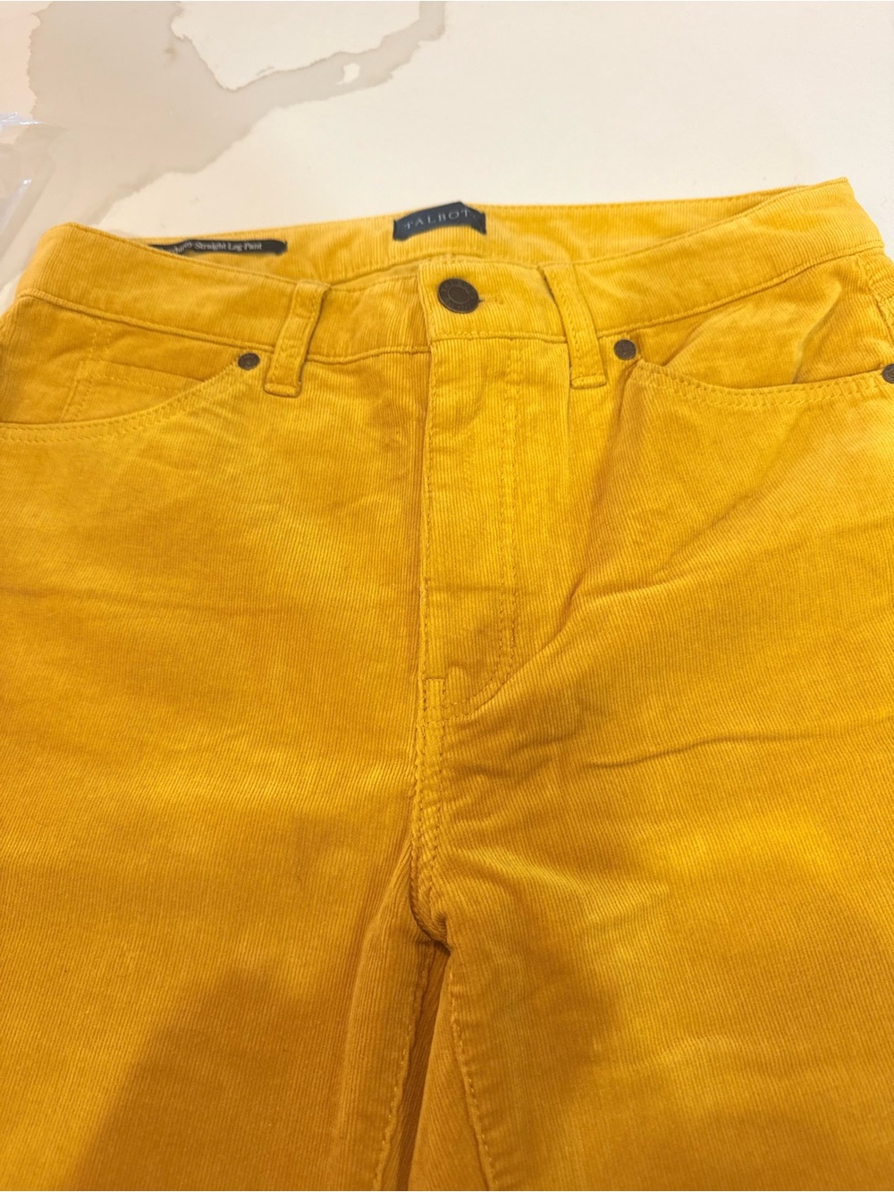 Talbots Women's Straight Leg Corduroy Pants Button Zipper Mustard Yellow Size 2 - Picture 5 of 9